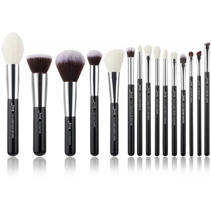 Jessup Beauty 15Pc Makeup Brush Set Black/Silver T...