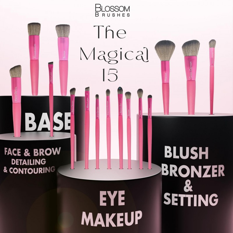 Pink Blossom Brush Set 15 Pieces